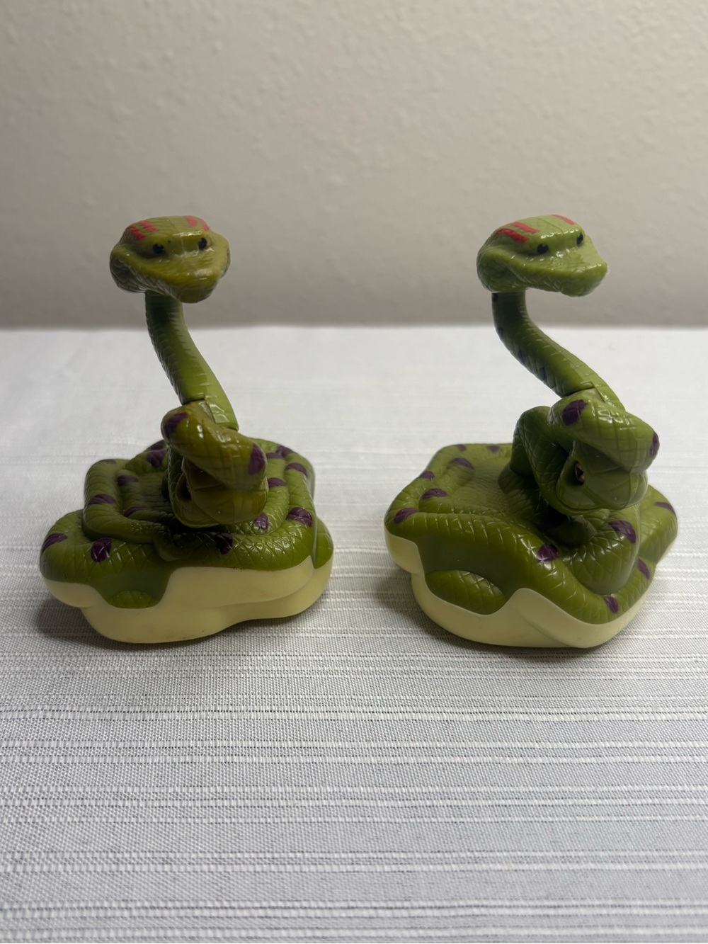 Vintage McDonald's 2006 Moveable Green and Purple Coiled Snake Figures Set